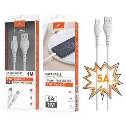 Cable datos USB 2.0 a Type-C / 1m / 5a / Carga rapida / Butter TB1224 / Blanco / Mtk