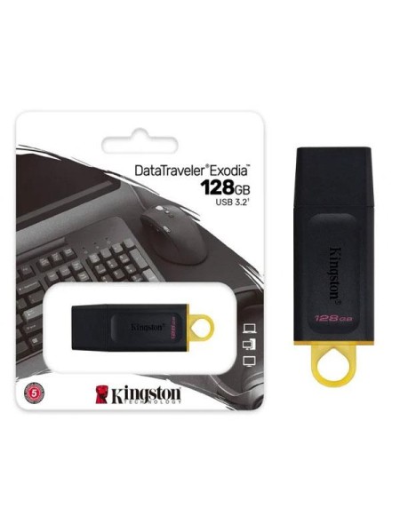 Pendrive Kingston Exodia 128Gb USB 3.2 Gen.1 / Negro-Amarillo / DTX/128GB