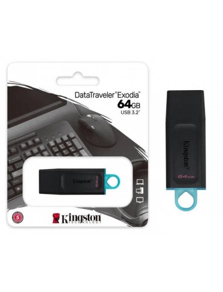 Pendrive Kingston Exodia 64Gb USB 3.2 Gen.1 / Negro-Azul / DTX/64GB
