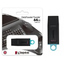 Pendrive Kingston Exodia 64Gb USB 3.2 Gen.1 / Negro-Azul / DTX/64GB