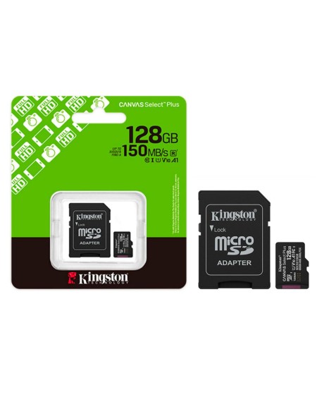 Micro sd hc Kingston uhs-i 128Gb Canvas Select Plus Gen3 150mb/s clase 10 / A1 / con adaptador SDCS3/128GB
