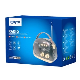 Radio portatil Am-Fm Bluetoothh 5.4 con Antena TR9438 / Altavoz externo / 1200Mah / Blanco / Mayou / 0954381