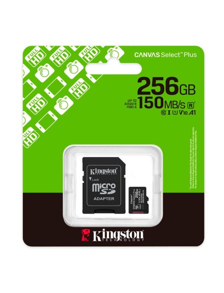 Micro sd hc Kingston uhs-i 256Gb Canvas Select Plus Gen3 150mb/s clase 10 / A1 / con adaptador SDCS3/256GB