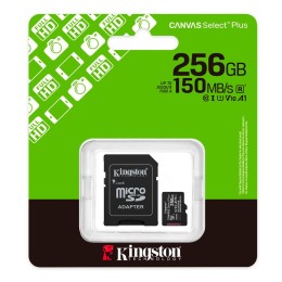 Micro sd hc Kingston uhs-i 256Gb Canvas Select Plus Gen3 150mb/s clase 10 / A1 / con adaptador SDCS3/256GB