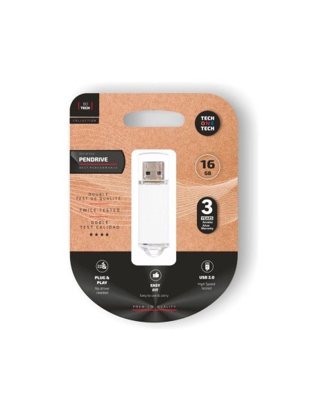 Pendrive Tech One Tech USB 2.0 Basic / 16Gb / Blanco / TEC3005-16